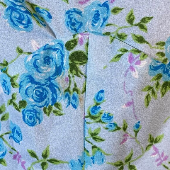 Handmade Vintage Baby Blue Rose Print Floral Prairie Empire Waist Dress - Picture 3 of 12